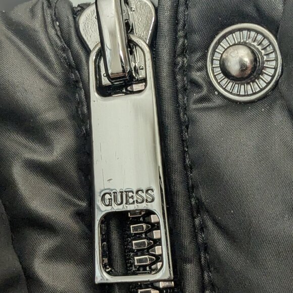 Guess Women's 3/4 Length Puffer Jacket With Pockets and Hood Sz XL Black - Picture 8 of 16